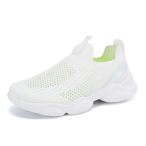 Gakricrey Kinderschuhe Slip On Sneaker Jungen Mädchen Leichte Atmungsaktiv Sportschuhe Turnschuhe Bequem Schlupfschuhe Freizeitschuhe Straßenlaufschuhe Walkingschuhe Unisex-Kinder DW2505 Weiß EU 33 von Gakricrey