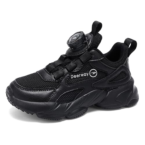 Gakricrey Laufschuhe Sneaker Kinder Turnschuhe Jungen Mädchen Mode Sportschuhe Atmungsaktiv Bequem 28EU-40EU D6602 schwarz EU 30 von Gakricrey