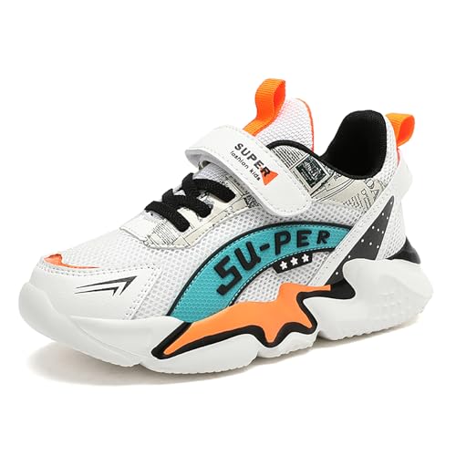 Gakricrey Unisex-Kinder Turnschuhe Jungen Mädchen Sportschuhe Leicht Atmungsaktiv Laufschuhe Outdoor Fitnessschuhe Sneaker Hallenschuhe 357 Beige-Orange EU 34 von Gakricrey