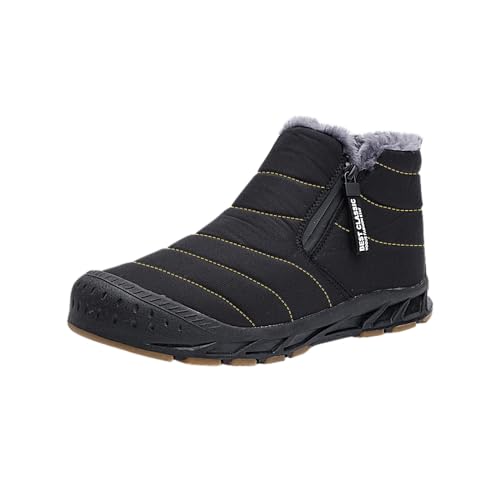 Gakricrey Winterschuhe Herren Damen Warm Gefüttert Schneestiefel Winterstiefel Rutschfeste Outdoor Leichte Boots Unisex D2310 Schwarz EU 46 von Gakricrey