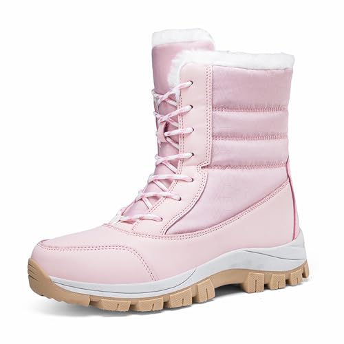 Gakricrey Winterstiefel Damen Warm Gefüttert Schneestiefel Winterboots Outdoor Rutschfeste Winterschuhe Snowboots 2023 Rosa EU 37 von Gakricrey