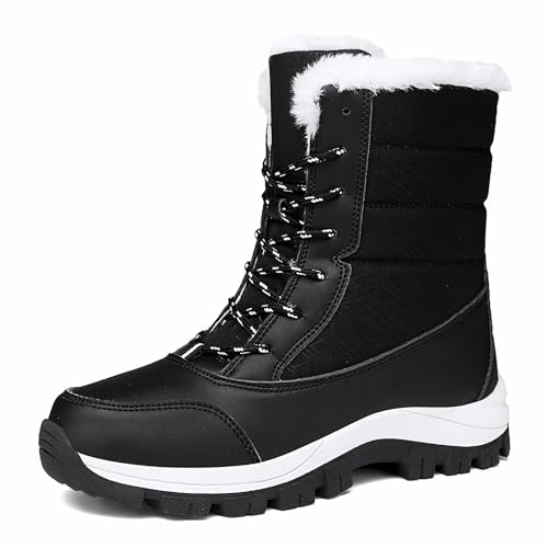 Gakricrey Winterstiefel Damen Warm Gefüttert Schneestiefel Winterboots Outdoor Rutschfeste Winterschuhe Snowboots 2023 Schwarz EU 41 von Gakricrey