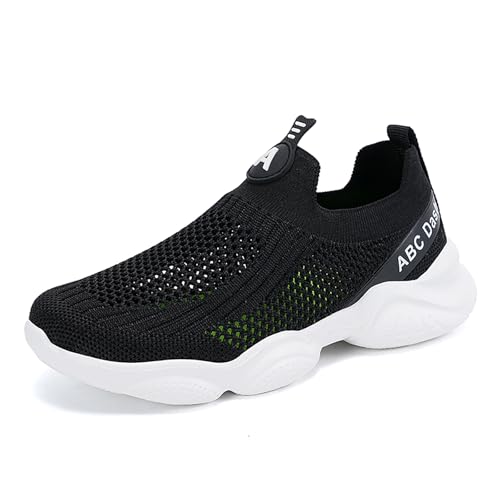 Kinderschuhe Slip On Sneaker Jungen Mädchen Leichte Atmungsaktiv Sportschuhe Turnschuhe Bequem Schlupfschuhe Freizeitschuhe Straßenlaufschuhe Walkingschuhe Unisex-Kinder DW2505 Schwarz EU 32 von Gakricrey