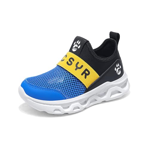 Kinderschuhe Slip On Sneaker Jungen Mädchen Leichte Atmungsaktiv Sportschuhe Turnschuhe Bequem Schlupfschuhe Freizeitschuhe Straßenlaufschuhe Walkingschuhe Unisex-Kinder S707 Königsblau EU 36 von Gakricrey