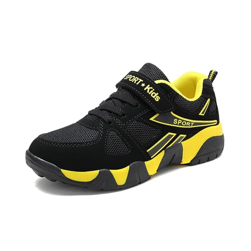 Turnschuhe Jungen Sportschuhe Mädchen Running Shoes Hallenschuhe Kinder Atmungsaktiv Leicht Laufschuhe Kinderschuhe Outdoor Sport Sneaker 28-40EU 801-1 schwarz gelb EU 31 von Gakricrey
