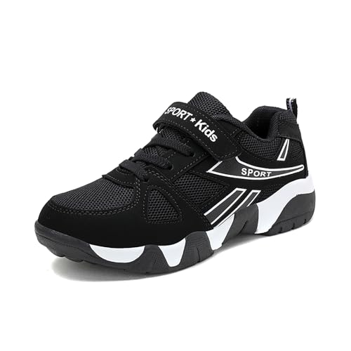 Turnschuhe Jungen Sportschuhe Mädchen Running Shoes Hallenschuhe Kinder Atmungsaktiv Leicht Laufschuhe Kinderschuhe Outdoor Sport Sneaker 28-40EU 801-1 schwarz weiß EU 39 von Gakricrey