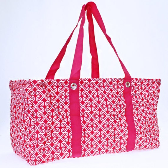 Monogramme Twist Tote - Lehrertasche Muster Tragetasche Car Organizer Sommer Fushia Und Schwarz Tolles Valentinstag Geschenk von GalaGiftsBoutique