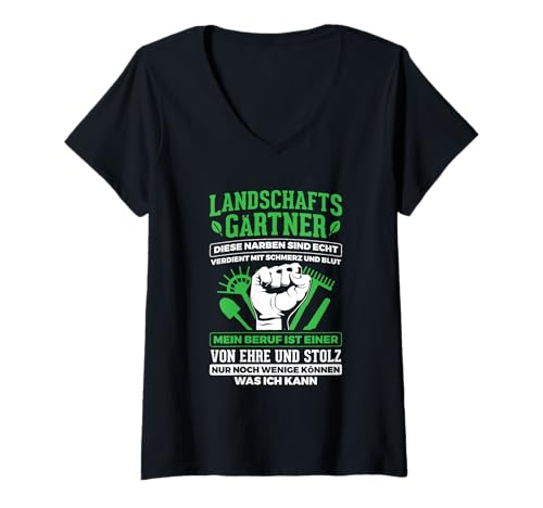 Damen Landschafts Gärtner Narben Echt Verdient Galabau T-Shirt mit V-Ausschnitt Damen Landschafts Gärtner Narben Echt Verdient Galabau T-Shirt mit V-Ausschnitt von Galabau Landschaftsbau Galabauer
