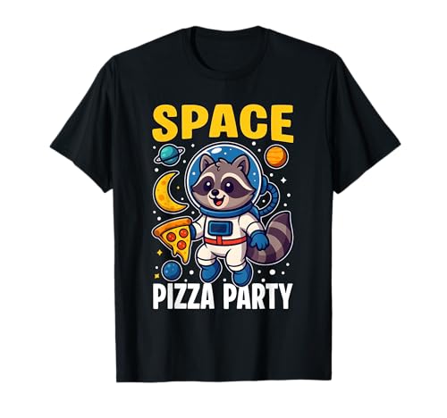 Space Pizza Party Waschbär Astronaut Cartoon Design Kinder T-Shirt Space Pizza Party Waschbär Astronaut Cartoon Design Kinder T-Shirt von Galactic Pizza Raccoon Tees