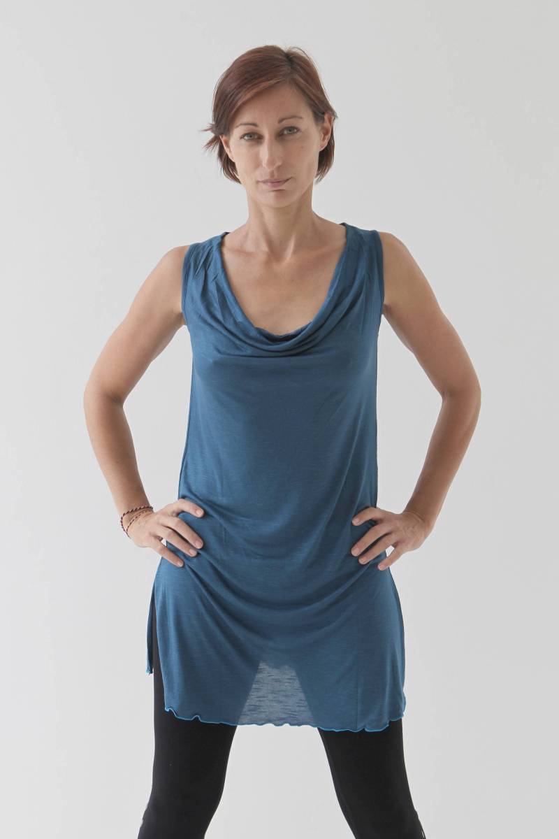 Sleeveless Wasserfallausschnitt Tunic Top, Leichtes Drapiertes Halsausschnitt Shirt, 10 Farben Erhältlich von GalacticGoddessBali