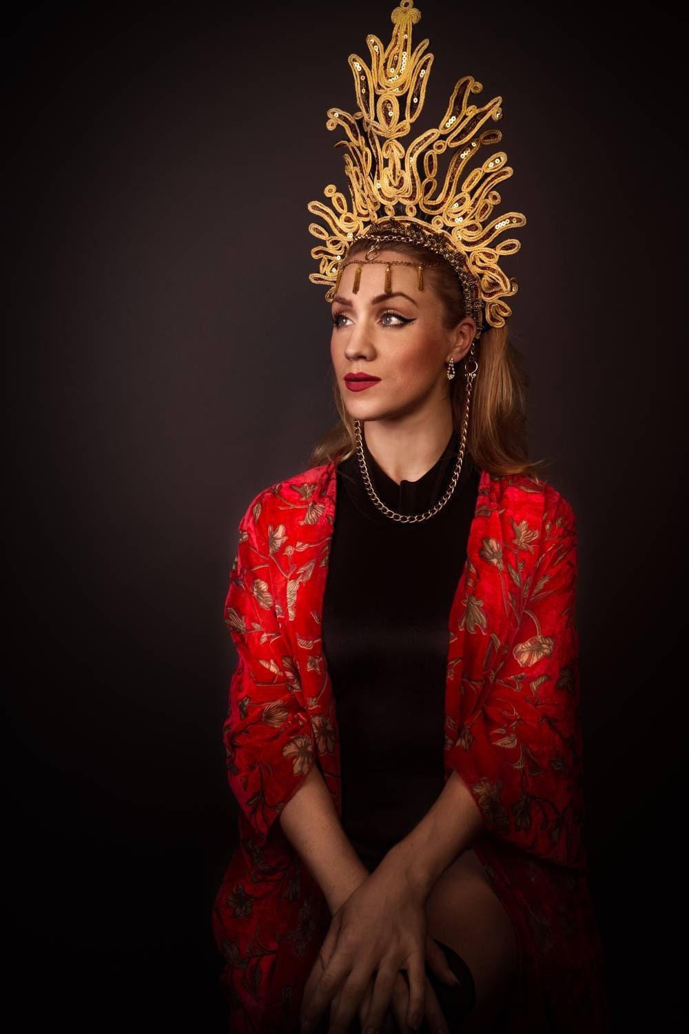 Goldene Göttin Krone Darsteller Kopfschmuck Tänzer Kopfbedeckung Goldene Göttin Krone Darsteller Kopfschmuck Tänzer Kopfbedeckung von GalaktiKreations