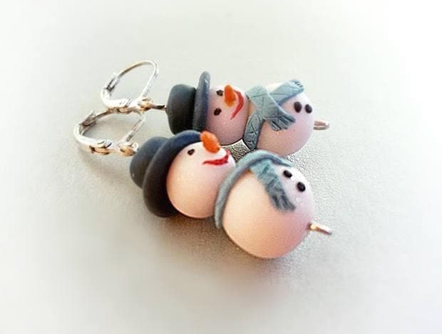 Schneemann Ohrringe Weihnachtsgeschenk Winter Urlaub Schmuck Schneemänner Wichtelgeschenk Für Sie Festliche Frosty von GalateaKawaiiJewelry