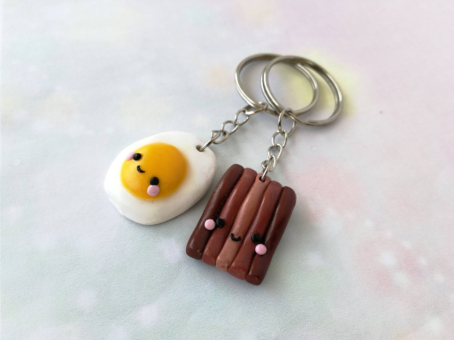 Speck Und Ei Schlüsselbund Beste Freund Geschenk Bff Schlüsselanhänger Kawaii Essen Charme Netter Schlüsselring Set Mit Zwei Zubehör Für von GalateaKawaiiJewelry