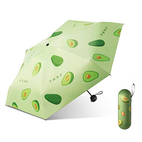 Galatée Bunt Fruchtserie (Avocado) Leichter Mini Taschenschirm Kinder Mädchen 8 Ribs High-Density-Schirmtuch Composite-Schwarzleim Pocket Taschenschirm Leicht & Kompakt 280g UV-Schutz UPF 50+ von Galatée