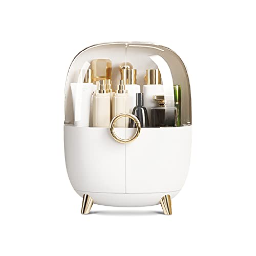 Galatée Moderner Minimalist Tragbare Make Up Organizer Kosmetikbox Kosmetische Aufbewahrungs Box Mit Staubdichtem Deckel, Beauty Organizer - Cremeweiß von Galatée