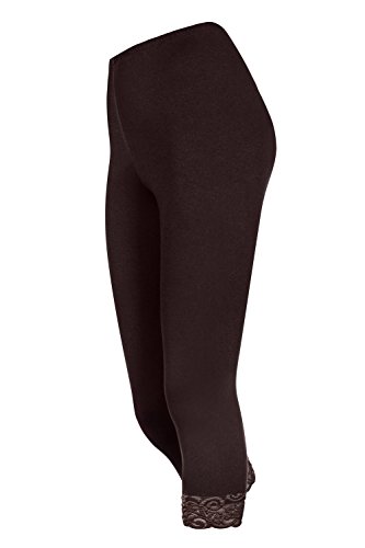 Galaxie Capri Damenleggings mit Spitze, Braun, XL von Galaxie