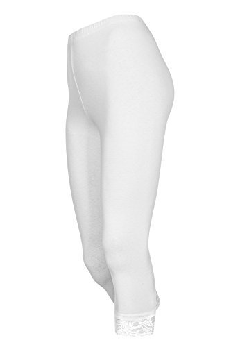 Galaxie Capri Damenleggings mit Spitze, Weiß, S von Galaxie