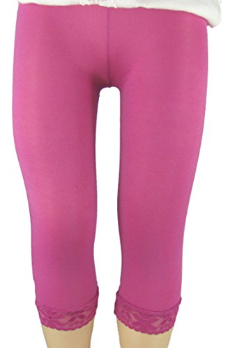 Galaxie Kinder Capri Leggings mit Spitze, Fuchsia, 128/134 von Galaxie