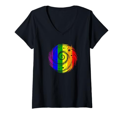 Damen LGBTQ Galaxy Planeten Universum Weltraum Sterne Mond Schwul Lesben T-Shirt mit V-Ausschnitt Damen LGBTQ Galaxy Planeten Universum Weltraum Sterne Mond Schwul Lesben T-Shirt mit V-Ausschnitt von Galaxy Outer Space Apparel