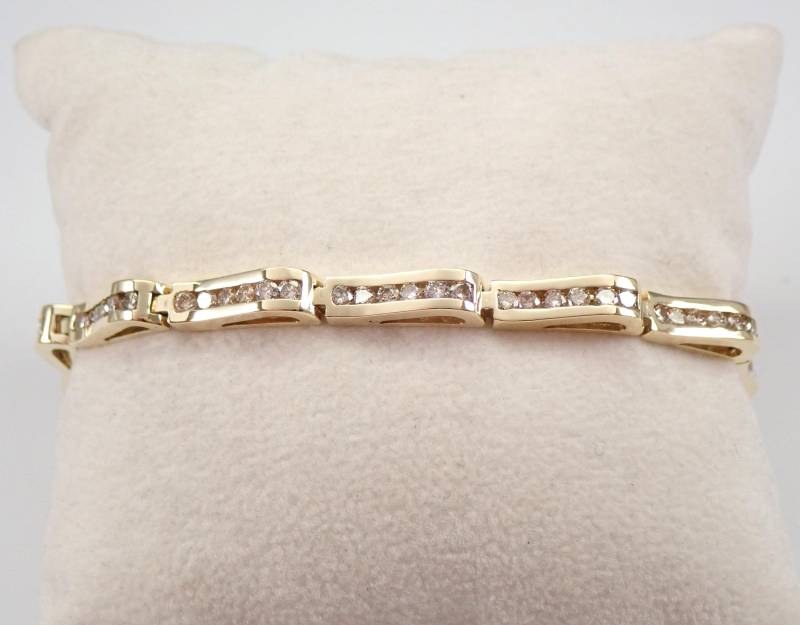Vintage Diamant Tennis Armband - 14K Gelbgold Nachlass Feinen Schmuck Einzigartige In-Line Channel Setting von GalaxyGems