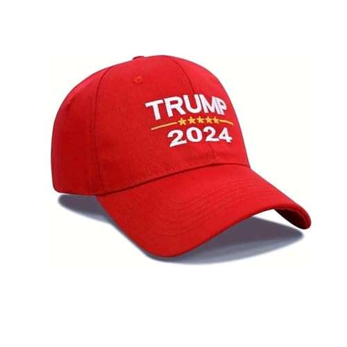 Trump 2024 Mütze Donald Trump Hat Take America Back MAGA USA Stickerei Verstellbare Baseballmütze, Rot/Weiß, Einheitsgr��e von GalaxyLux