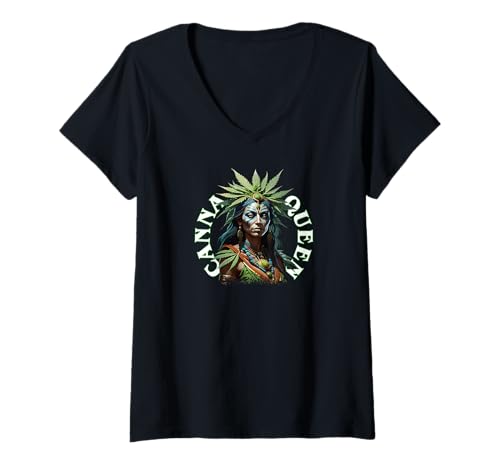 Damen Cannabis-Queen T-Shirt mit V-Ausschnitt Damen Cannabis-Queen T-Shirt mit V-Ausschnitt von Galdur