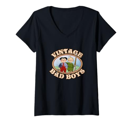 Damen Max und Moritz Vintage Bad Boys T-Shirt mit V-Ausschnitt Damen Max und Moritz Vintage Bad Boys T-Shirt mit V-Ausschnitt von Galdur