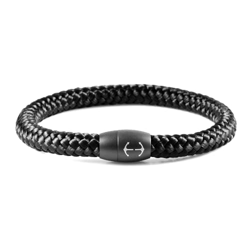 Segeltau Armband Geflochten Nautisch mit Magnetverschluss Seil Armbänder Maritim Surferarmband Galeara Nau (Nau - Schwarz, 185) von Galeara design