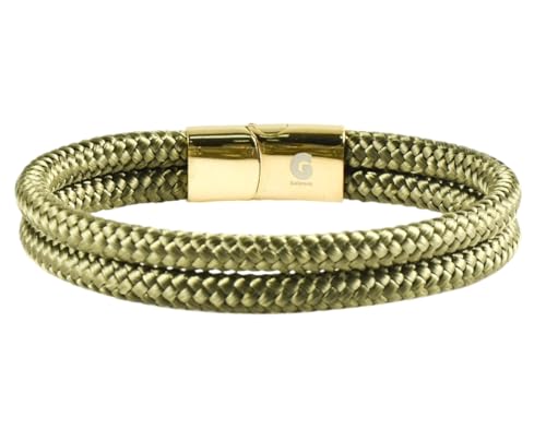 Segeltau Armband Geflochten Nautisch mit Magnetverschluss Seil Armbänder Maritim Surferarmband Galeara Noa (Grun - Gold, 185) von Galeara design