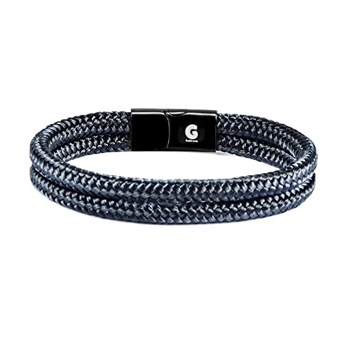 Segeltau Armband Geflochten Nautisch mit Magnetverschluss Seil Armbänder Maritim Surferarmband Galeara Noa (Noa Premio Dunkelblau - Schwarz, 215) von Galeara design