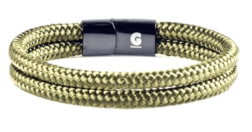 Segeltau Armband Geflochten Nautisch mit Magnetverschluss Seil Armbänder Maritim Surferarmband Galeara Noa (Noa Schwarz - Grun, 185) von Galeara design