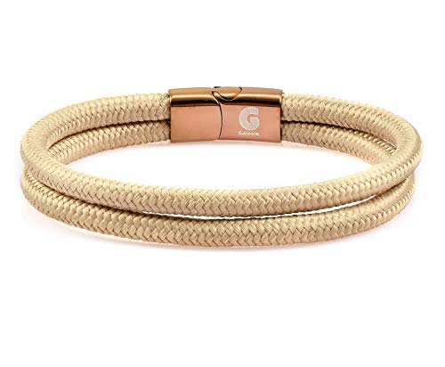 Segeltau Armband Geflochten Nautisch mit Magnetverschluss Seil Armbänder Maritim Surferarmband Galeara Noa (Noa khaki braun, 185) von Galeara design