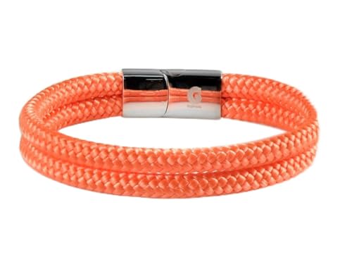 Segeltau Armband Geflochten Nautisch mit Magnetverschluss Seil Armbänder Maritim Surferarmband Galeara Noa (Noa orange - schwarz, 175) von Galeara design