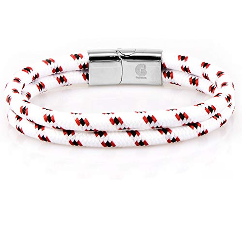 Segeltau Armband Geflochten Nautisch mit Magnetverschluss Seil Armbänder Maritim Surferarmband Galeara Noa (Noa weiß, 175) von Galeara design