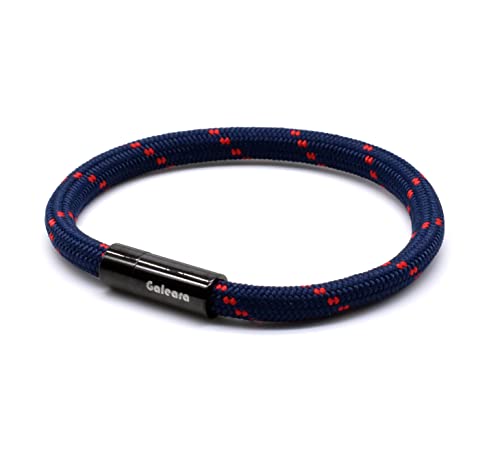 Segeltau Armband Schwarz Damen Herren Geflochten Rui Nautisch mit Magnetverschluss Seil Armbänder Maritim Surferarmband Galeara (Riu Navy, 215) von Galeara design