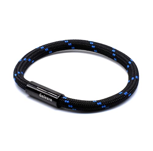 Segeltau Armband Schwarz Damen Herren Geflochten Rui Nautisch mit Magnetverschluss Seil Armbänder Maritim Surferarmband Galeara (Riu Schwarz Blau, 195) von Galeara design