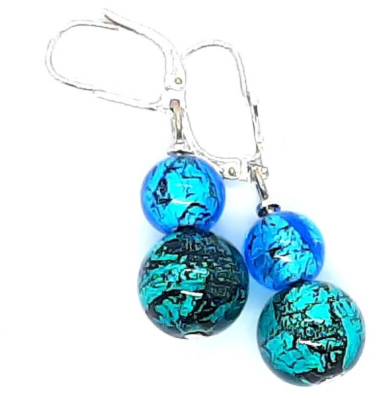 Perlenohrhänger Aus Muranoglas Aqua-Türkisfarben, 2 Unterschiedlich Große Perlen An Einer 925 Silber Brisur, Nickelfrei Perlenohrhänger Aus Muranoglas Aqua-Türkisfarben, 2 Unterschiedlich Große Perlen An Einer 925 Silber Brisur, Nickelfrei von GalerieGlaswerk