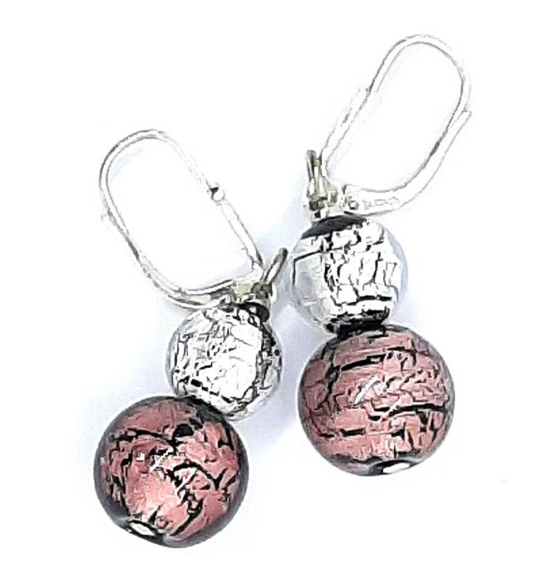 Perlenohrhänger Aus Muranoglas Rose-Silberfarben, 2 Unterschiedlich Große Perlen An Einer 925 Silber Brisur, Nickelfrei. Edles Geschenk Perlenohrhänger Aus Muranoglas Rose-Silberfarben, 2 Unterschiedlich Große Perlen An Einer 925 Silber Brisur, Nickelfrei. Edles Geschenk von GalerieGlaswerk