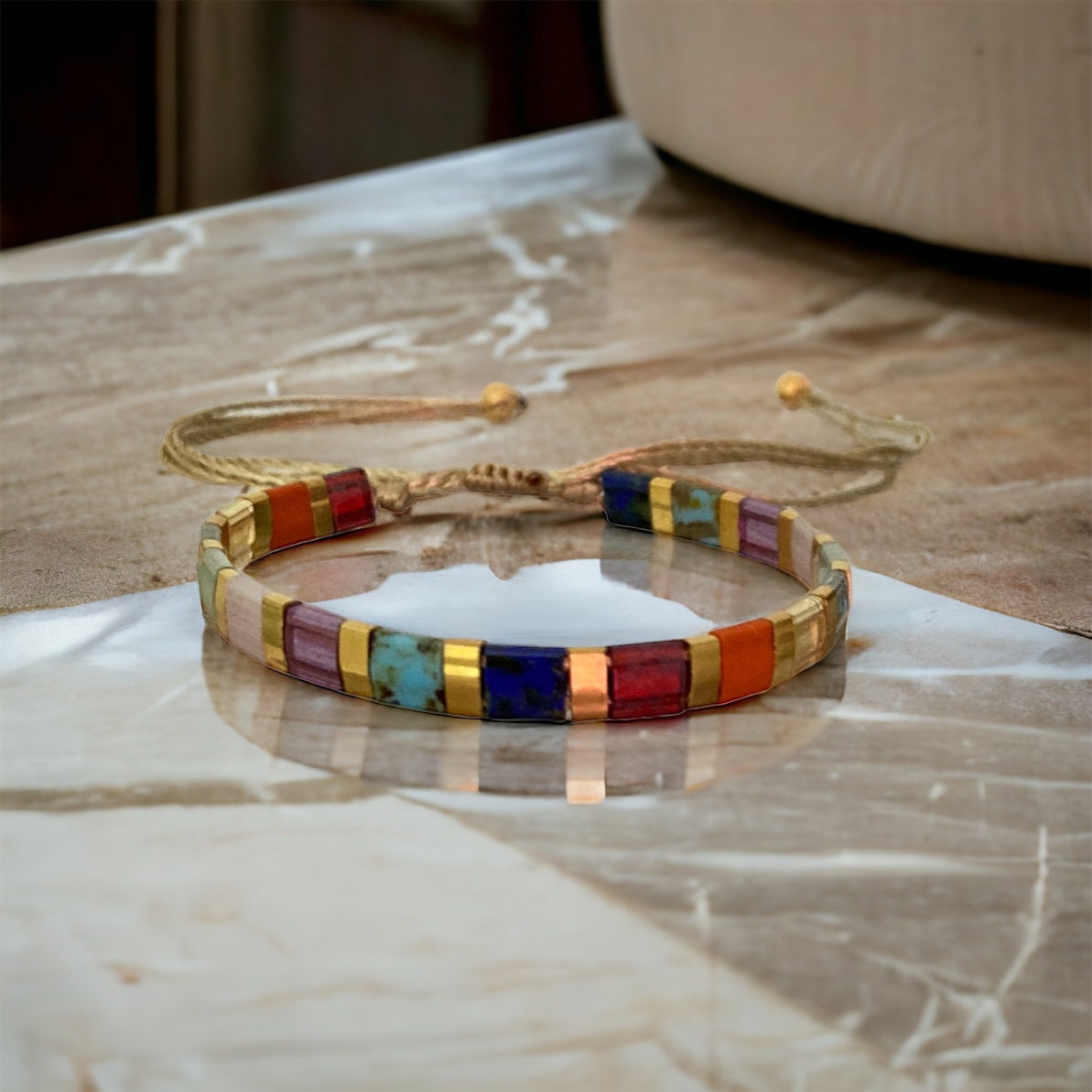 Miyuki Tila Armband, Mehrfarbiges Regenbogenperlenarmband Für Frauen, Handgemachte Geschenkidee von GaleriePoetique