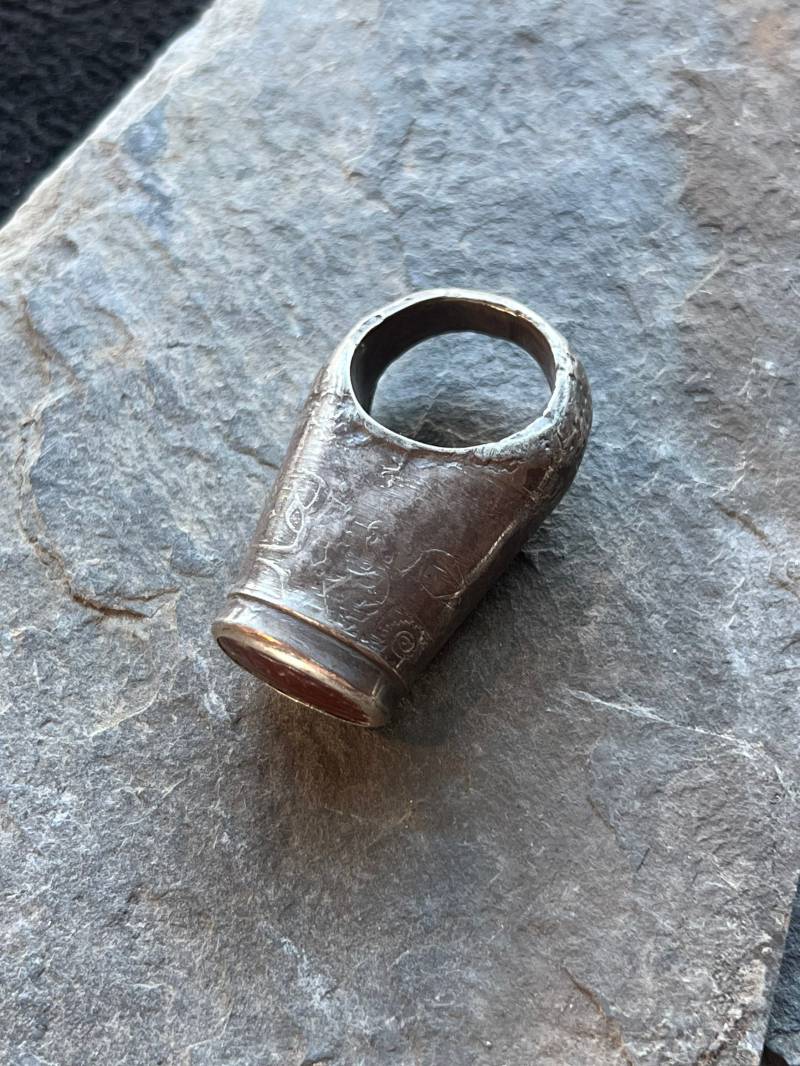 Antiker Silberring Siegelring Mit Karneol Stein von GalerieTrunz