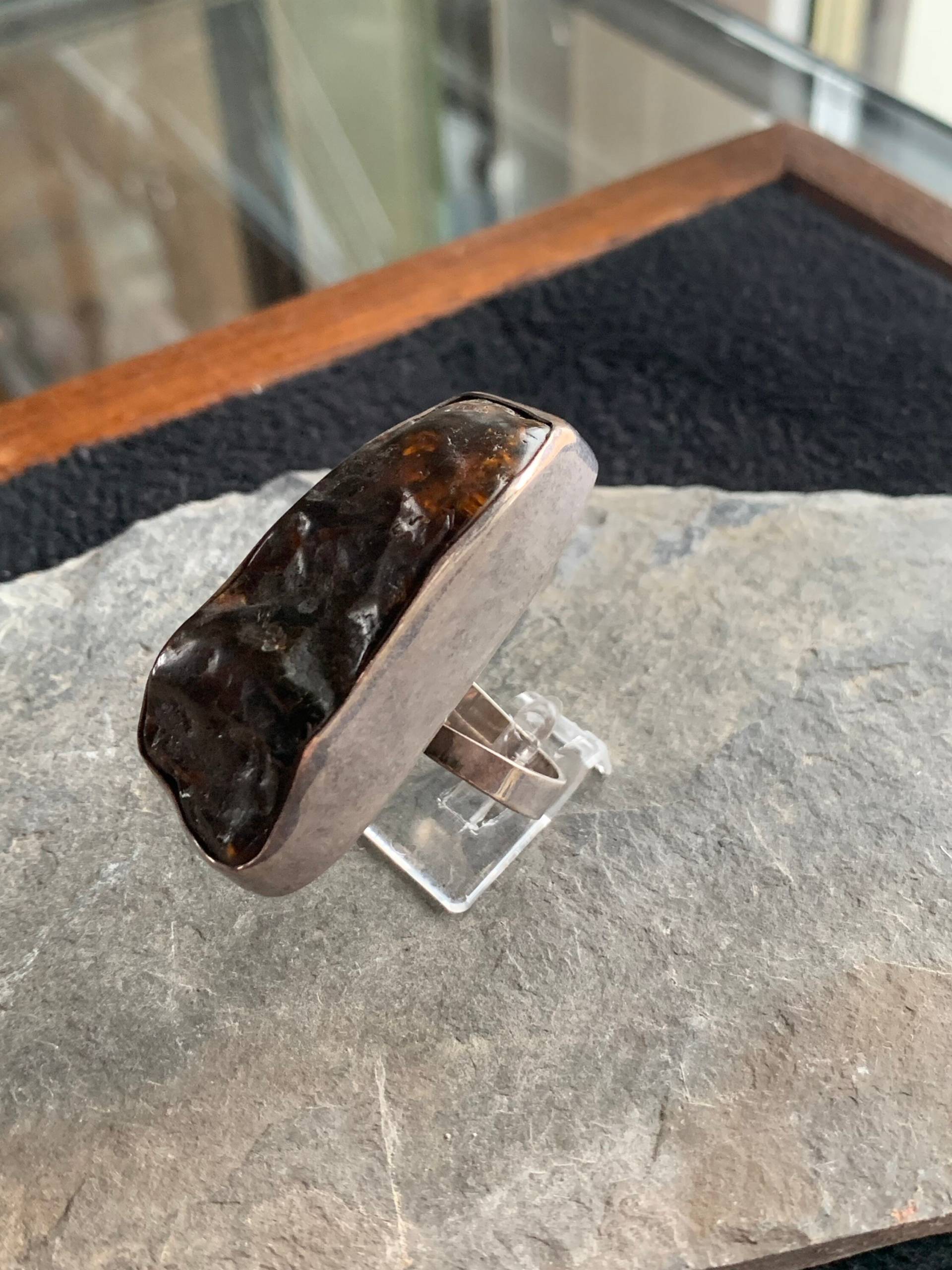 Bernstein Ring Mit Silberfassung, Größen Verstellbar von GalerieTrunz