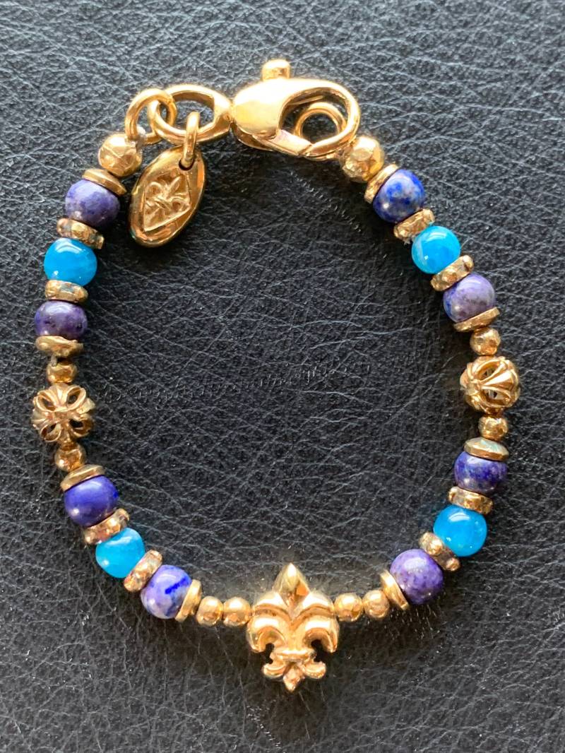 Perlenarmband Von Elf Craft Silber Vergoldet 925 Mit Lapislazuli von GalerieTrunz