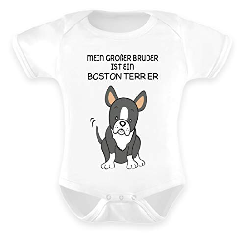 Galeriemode Baby Strampler Boston Terrier Hund Junge Mädchen mit Aufdruck Unisex Baby Body Neugeborene - Baby Body -0-6 Monate-Weiß von Galeriemode