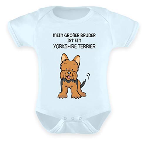 Galeriemode Baby Strampler Yorkshire Terrier Hund Junge Mädchen mit Aufdruck Baby Body - Baby Body -0-6 Monate-Baby Blau von Galeriemode