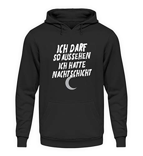 Galeriemode Ich Hatte Nachtschicht - Unisex Kapuzenpullover Hoodie -4XL-Jet Schwarz von Galeriemode