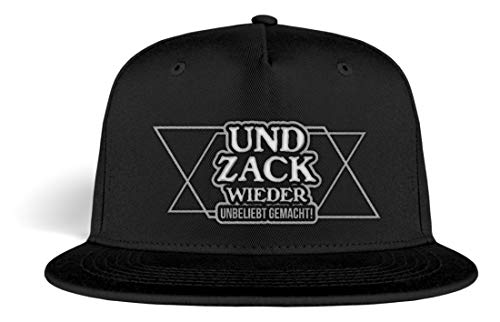 Galeriemode Und Zack Wieder Unbeliebt gemacht Basecap mit Spruch Bestickt lustig Kappe Snapback - Kappe -Einheitsgröße-Schwarz von Galeriemode