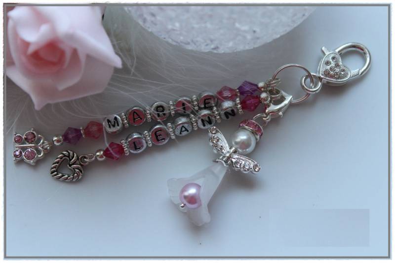 2 Namen Schutzengel Anhänger Glücksbringer Schlüsselanhänger Mit Einschulung Gastgeschenk Hochzeit Taufe Kommunion Geburtstag von Galerieofart4you