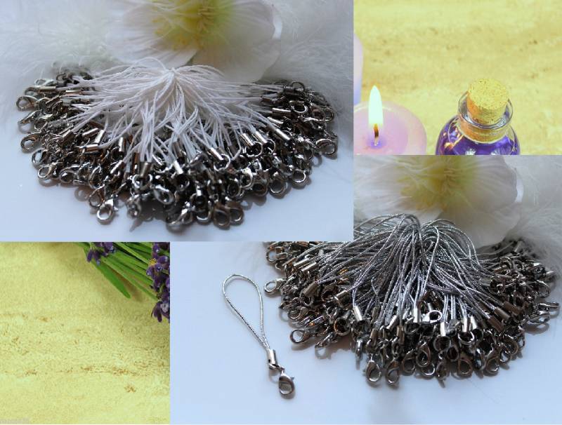 20/50 100 Handyschlaufe Mit Karabiner Weiss Silber Handyband Handyanhänger Schmuck von Galerieofart4you