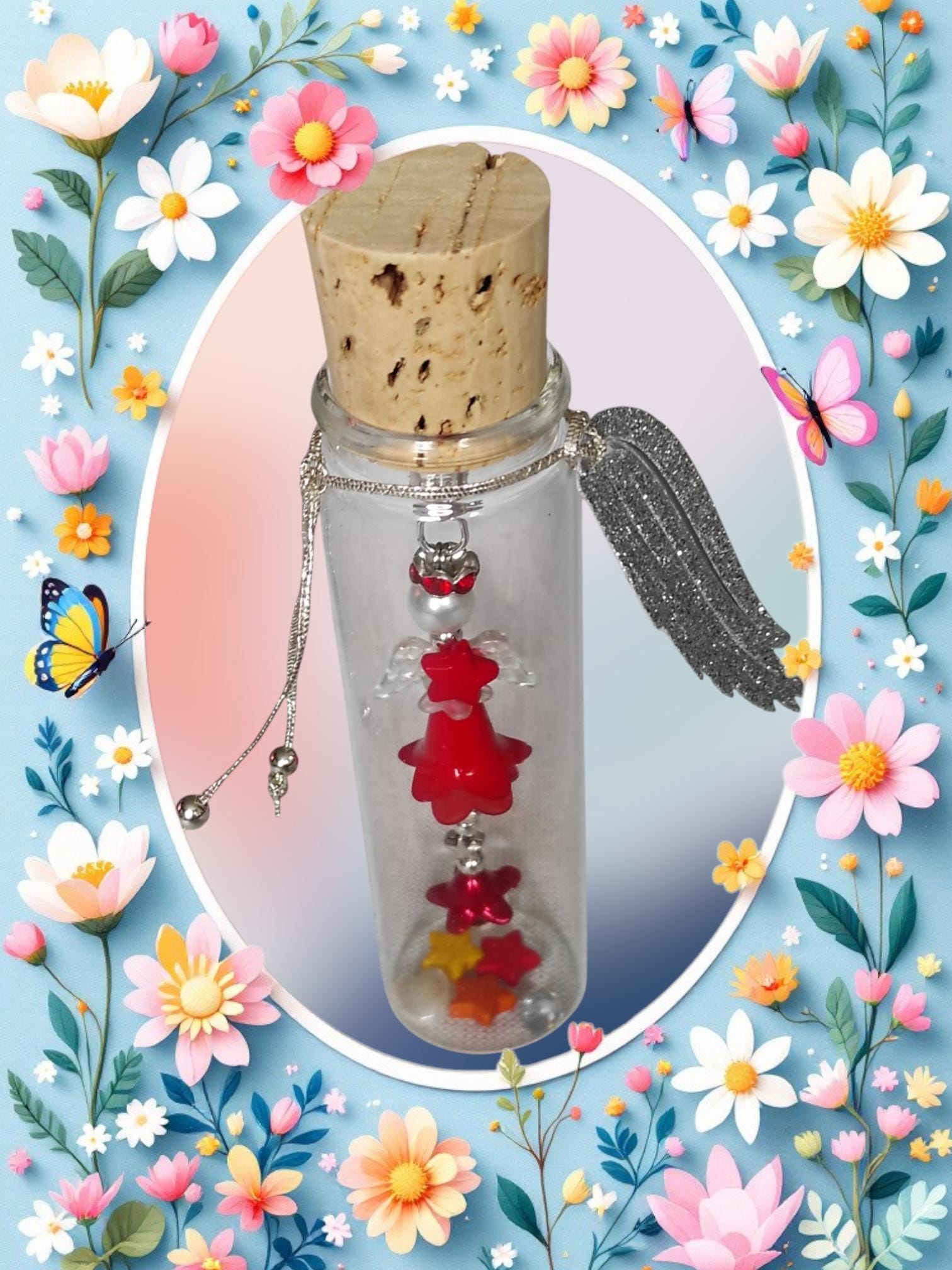 Engel/ Schutzengel Blütenelfe Im Glas - Rot Konfirmation, Kommunion, Geburtstag, Taufe von Galerieofart4you