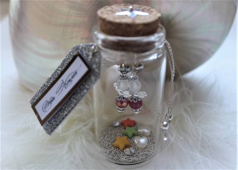 Engel Im Glas Kristall Ohrring Ohrhänger Rubin Rot von Galerieofart4you